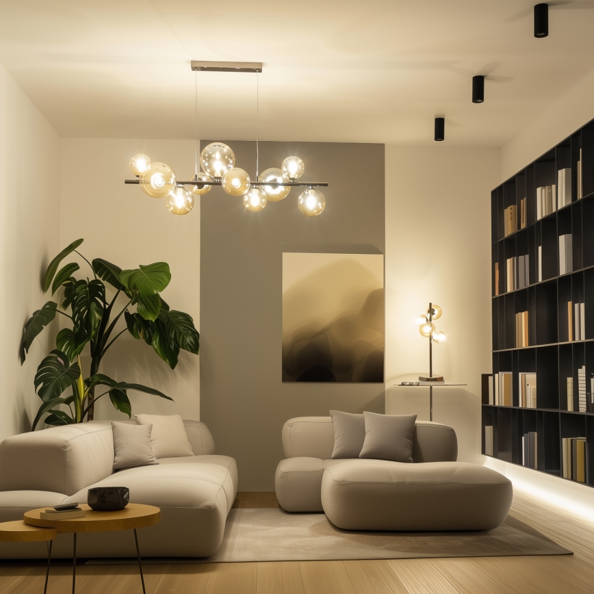 Brilagi - LED-Pendelleuchte MILLA mit Seilaufhängung 10xG9/3W/230V schwarz-chrom/gold