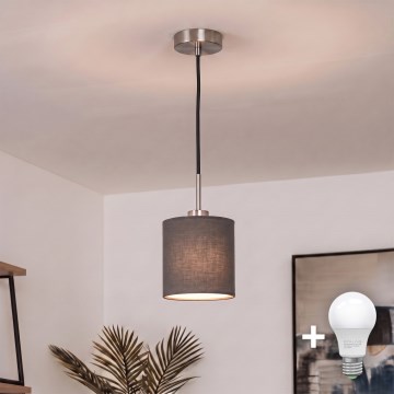 Brilagi - LED-Pendelleuchte mit Drahtseilaufhängung NUBILA 1xE27/60W/230V Ø 14 cm schwarz/anthrazit