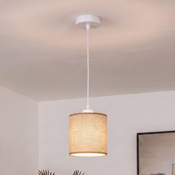 BRILAGI - LED-Pendelleuchte mit Kabel NUBILA 1xE27/60W/230V Ø 14 cm weiß/hellbraun