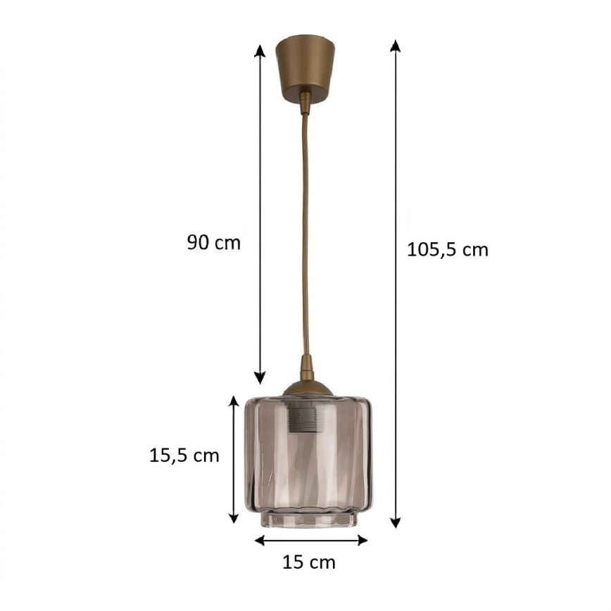 Brilagi - LED-Pendelleuchte mit Kabelaufhängung RETRO GLASS 1xE27/60W/230V Ø 15 cm braun/rauchbeige