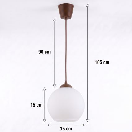BRILAGI - LED-Pendelleuchte mit Kabel RETRO GLASS 1xE27/60W/230V Durchmesser 15 cm braun/weiß