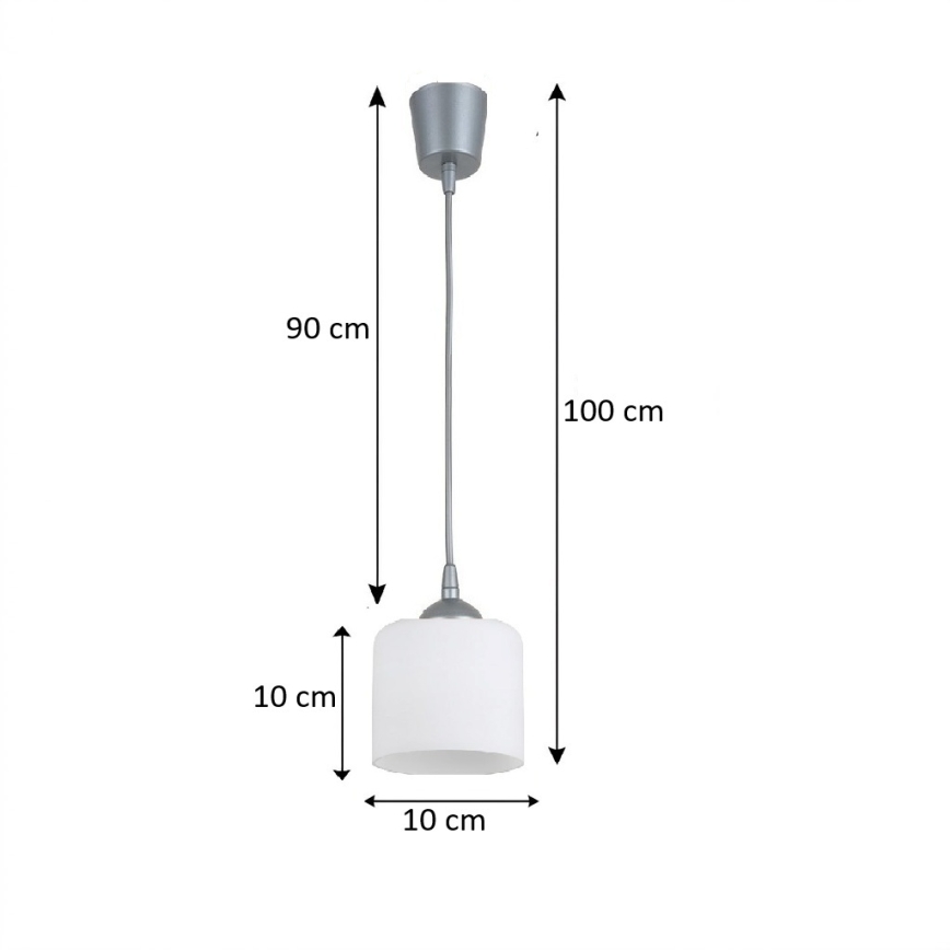 BRILAGI - LED-Pendelleuchte mit Kabel RETRO GLASS 1xE27/60W/230V Ø 10 cm silber/weiß
