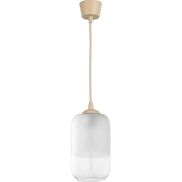 Brilagi - LED-Pendelleuchte mit Kabel RETRO GLASS 1xE27/60W/230V Ø 14 cm beige/weiß
