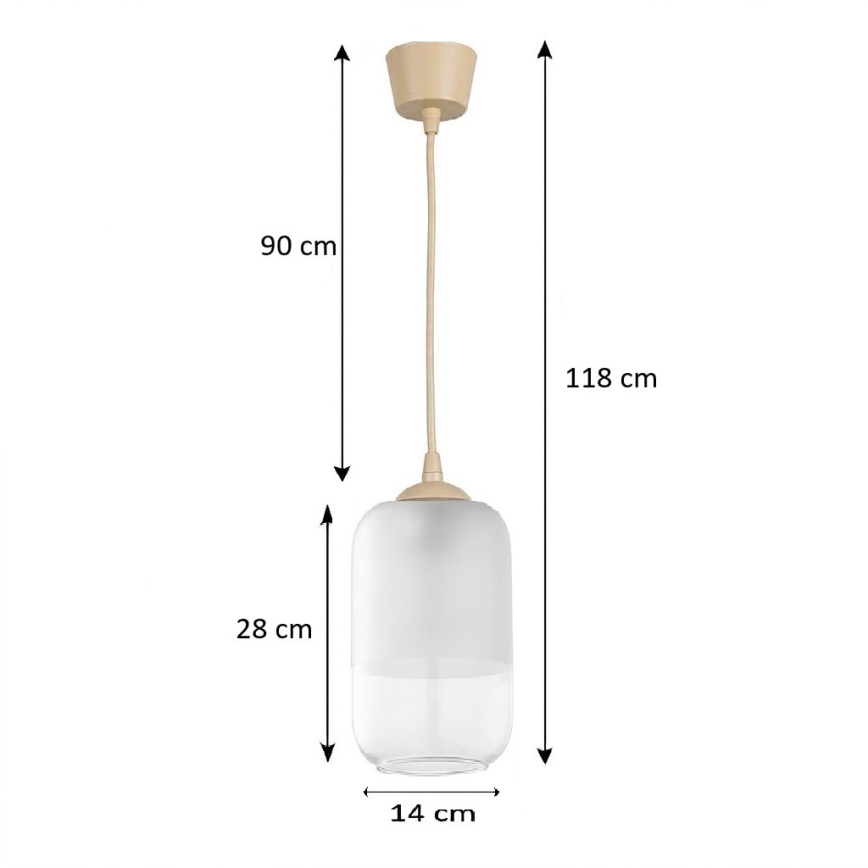 Brilagi - LED-Pendelleuchte mit Kabel RETRO GLASS 1xE27/60W/230V Ø 14 cm beige/weiß