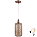 Brilagi - LED-Pendelleuchte mit Kabel RETRO GLASS 1xE27/60W/230V Ø 14 cm kupfer/rauchbraun