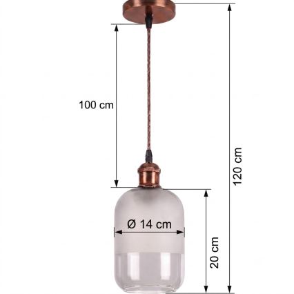 Brilagi - LED-Pendelleuchte mit Kabel RETRO GLASS 1xE27/60W/230V Ø 14 cm kupfer/weiß