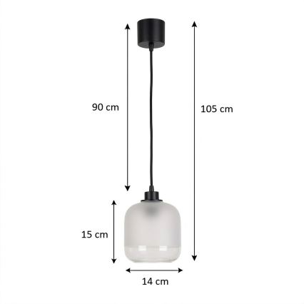 Brilagi - LED-Pendelleuchte mit Kabel RETRO GLASS 1xE27/60W/230V Ø 14 cm schwarz/weiß
