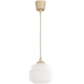 Brilagi - LED-Pendelleuchte mit Kabel RETRO GLASS 1xE27/60W/230V Ø 20 cm beige/weiß