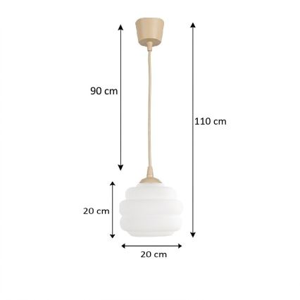 Brilagi - LED-Pendelleuchte mit Kabel RETRO GLASS 1xE27/60W/230V Ø 20 cm beige/weiß
