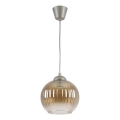 Brilagi - LED-Pendelleuchte mit Kabelabhängung RETRO GLASS 1x E27/60W/230V Ø 18 cm Silber/rauchbraun