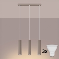 BRILAGI - LED-Pendelleuchte mit Kabelaufhängung CRESTO 3xGU10/10W/230V taupe