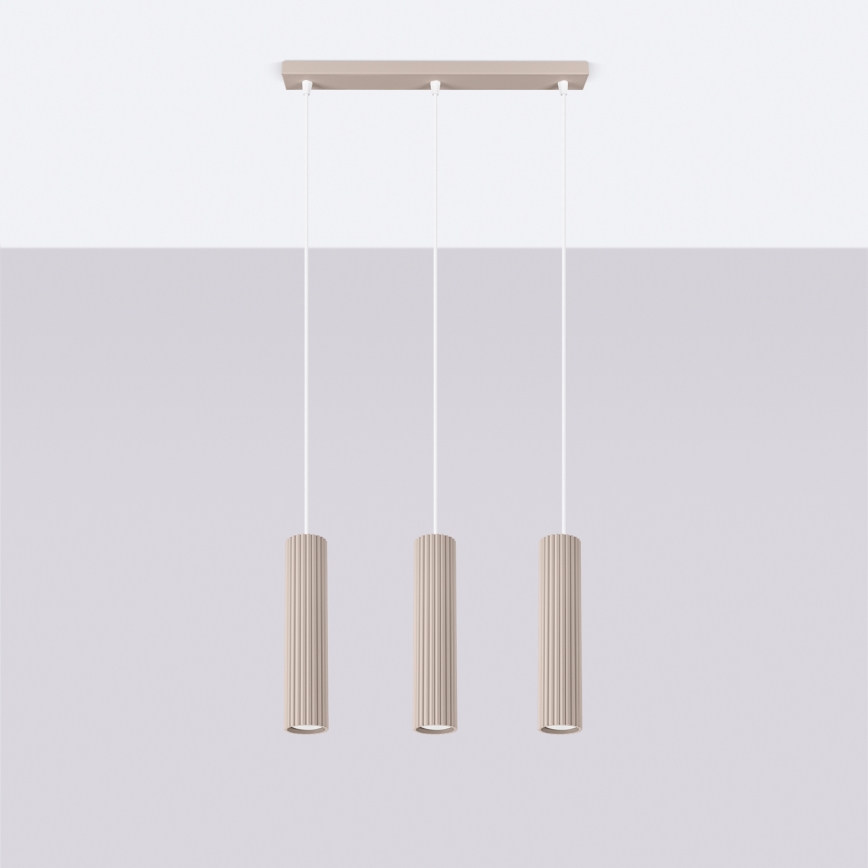 Brilagi - LED-Pendelleuchte mit Kabelaufhängung CRESTO 3xGU10/10W/230V taupe