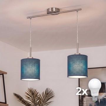 Brilagi - LED-Pendelleuchte mit Kabelaufhängung NUBILA 2xE27/60W/230V dunkelblau