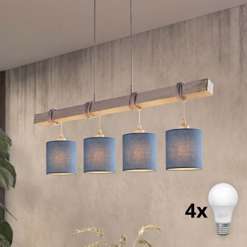 Brilagi - LED-Pendelleuchte mit Kabelaufhängung NUBILA 4xE27/60W/230V grau/dunkelblau