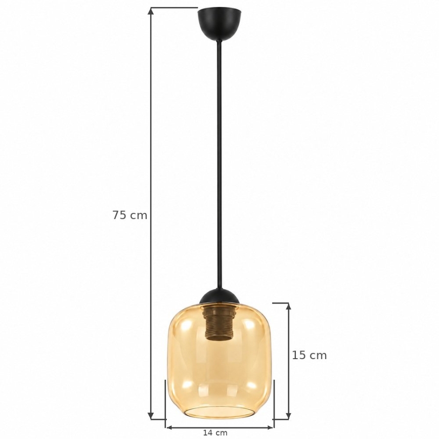 BRILAGI - LED-Hängeleuchte am Kabel RETRO GLASS 1xE27/60W/230V Ø 14 cm schwarz/rauchbraun