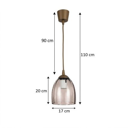 Brilagi - LED-Pendelleuchte an Kabel RETRO GLASS 1xE27/60W/230V Ø 17 cm braun/rauchbeige