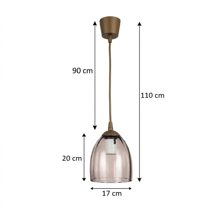 Brilagi - LED-Pendelleuchte an Kabel RETRO GLASS 1xE27/60W/230V Ø 17 cm braun/rauchbeige