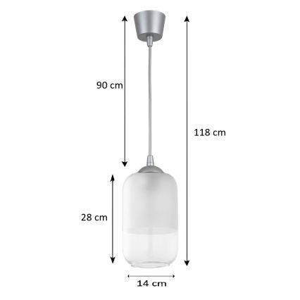 Brilagi - LED-Pendelleuchte mit Kabelaufhängung RETRO GLASS 1x E27/60W/230V Ø 14 cm silber/weiß