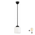BRILAGI - LED-Pendelleuchte mit Kabelaufhängung RETRO GLASS 1xE27/60W/230V Ø 14 cm schwarz/weiß