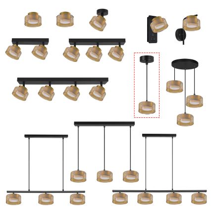Brilagi - LED Pendelleuchte mit Seilaufhängung AURA LUX 1xGX53/30W/230V schwarz/gold