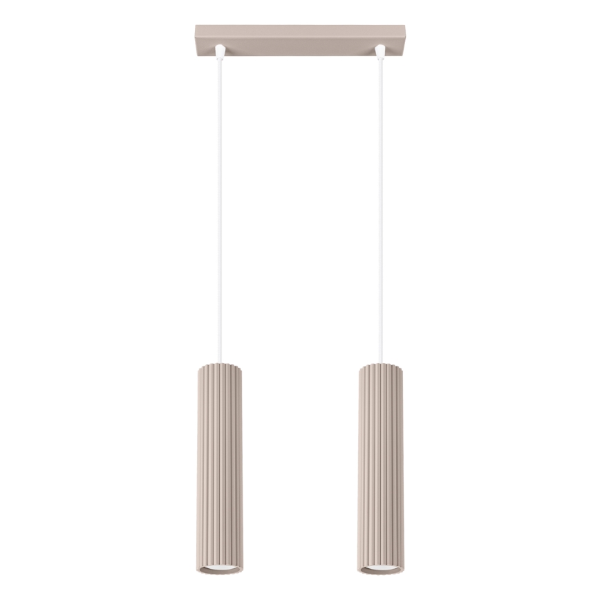 Brilagi - LED-Pendelleuchte mit Seilaufhängung CRESTO 2xGU10/10W/230V taupe