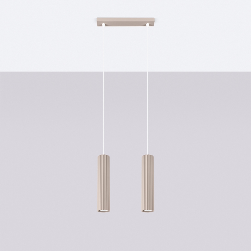 Brilagi - LED-Pendelleuchte mit Seilaufhängung CRESTO 2xGU10/10W/230V taupe