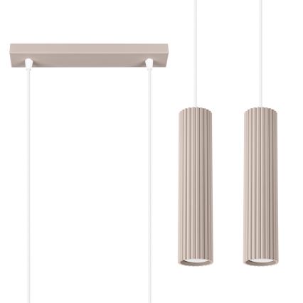Brilagi - LED-Pendelleuchte mit Seilaufhängung CRESTO 2xGU10/10W/230V taupe