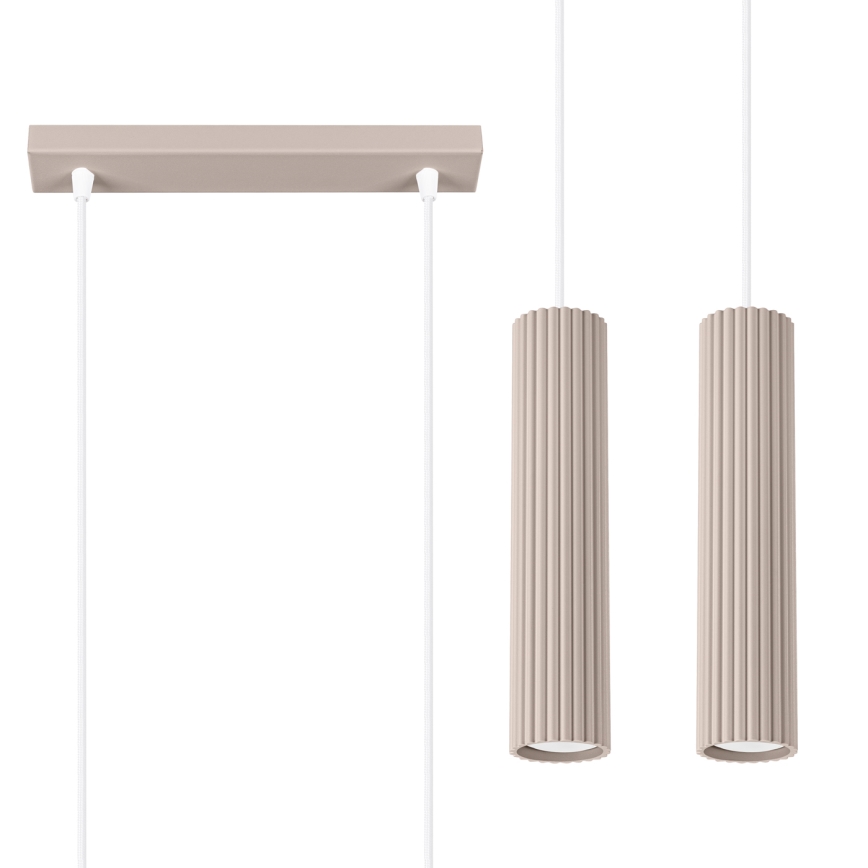Brilagi - LED-Pendelleuchte mit Seilaufhängung CRESTO 2xGU10/10W/230V taupe