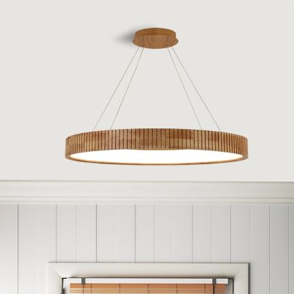 Brilagi - LED-Pendelleuchte mit Seil FALCON WOOD MODERN LED/60W/230V 3000/4000/6000K Ø 80 cm Holz
