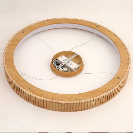 Brilagi - LED-Pendelleuchte mit Seil FALCON WOOD MODERN LED/60W/230V 3000/4000/6000K Ø 80 cm Holz