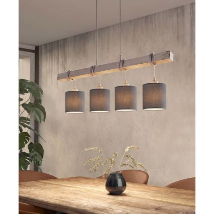 BRILAGI - LED-Pendelleuchte mit Stahlseilaufhängung NUBILA 4xE27/60W/230V grau/anthrazit