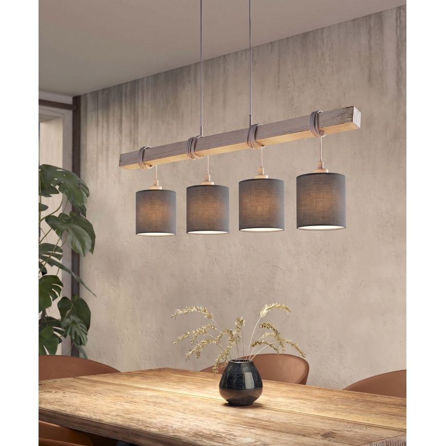 BRILAGI - LED-Pendelleuchte mit Stahlseilaufhängung NUBILA 4xE27/60W/230V grau/anthrazit