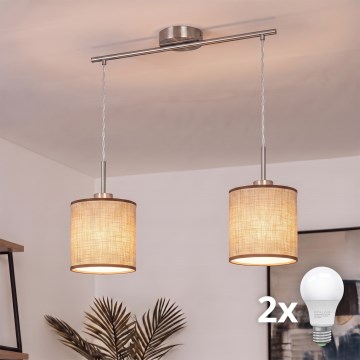 Brilagi - LED-Pendelleuchte NUBILA an Kabel, 2xE27/60W/230V, braun