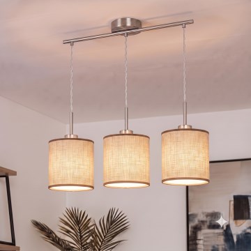Brilagi - LED-Pendelleuchte NUBILA mit Kabel 3xE27/60W/230V braun