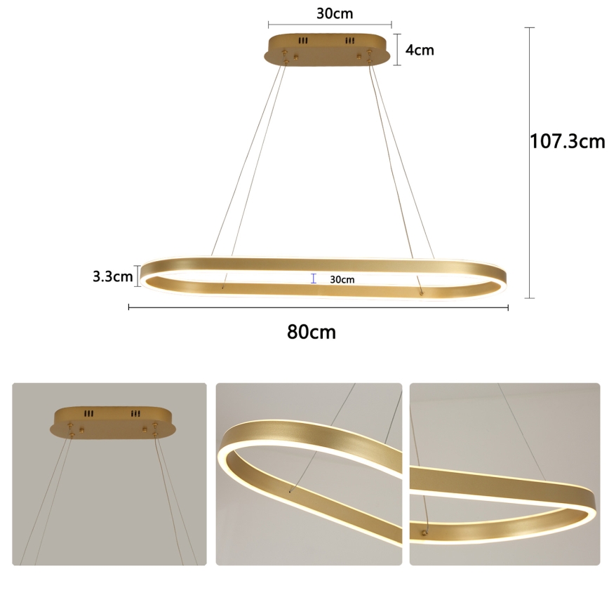Brilagi - LED-Pendelleuchte PONDIE LED/44W/230V 80x30 cm in Gold
