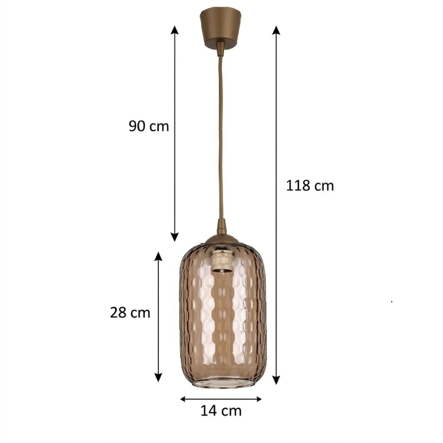 Brilagi - LED-Pendelleuchte mit Kabel RETRO GLASS 1xE27/60W/230V Ø 14 cm braun//rauchbraun