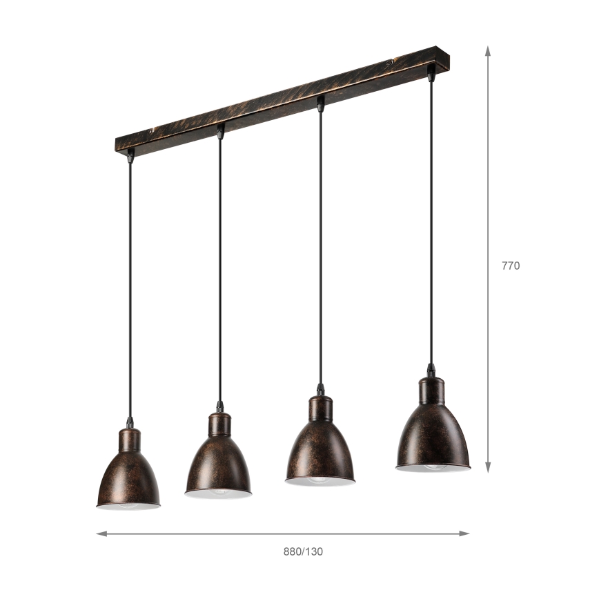 Brilagi - LED-Pendelleuchte RIDDY an Drahtseil 4xE27/60W/230V Kupfer/Patina