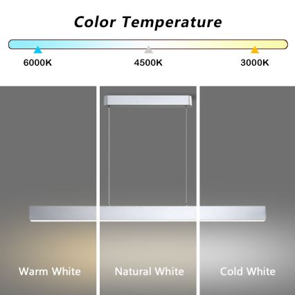 Brilagi - LED-Pendelleuchte an Seil SLEEKLINE LED/40W/230V 3000/4500/6000K silber