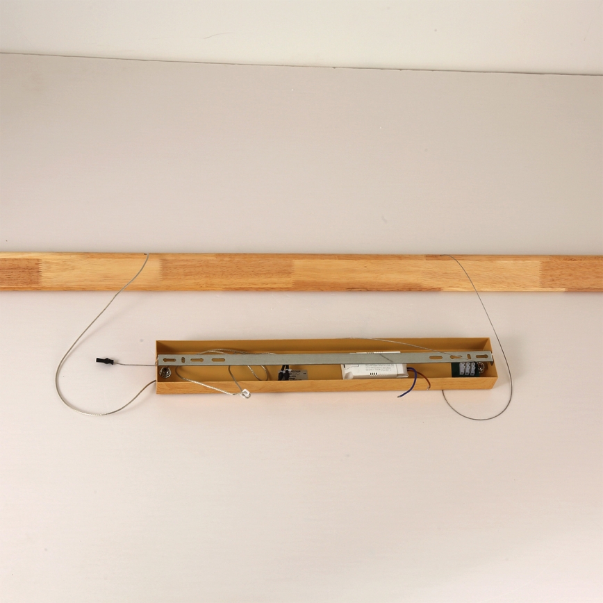 Brilagi - LED-Pendelleuchte UMEA WOOD an Stahlseil, LED/30W/230V, 120 cm, Holz