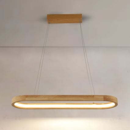 Brilagi - LED-Pendelleuchte UMEA WOOD mit Seilaufhängung, LED/30W/230V, 70x20 cm, Holz