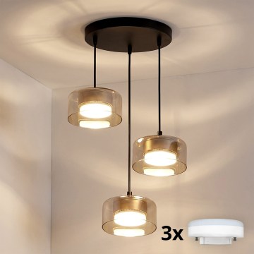 Brilagi - LED RGB+CCT dimmbare Pendelleuchte mit Seilaufhängung AURA LUX 3xGX53/14W/230V 2700-6500K Wi-Fi Tuya schwarz/gold
