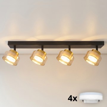 Brilagi - LED RGB+CCT dimmbarer Deckenspot AURA LUX 4xGX53/14W/230V 2700-6500K Wi-Fi Tuya schwarz/gold
