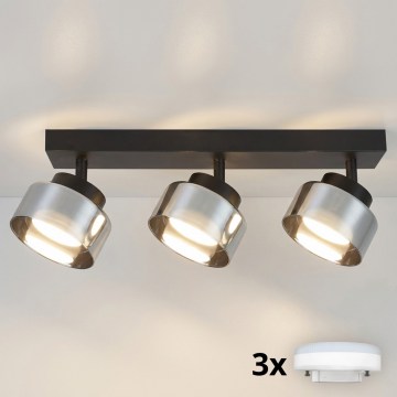 Brilagi - LED RGB+CCT dimmbarer Einbaustrahler AURA LUX 3xGX53/14W/230V 2700-6500K Wi-Fi Tuya schwarz/rauchfarben