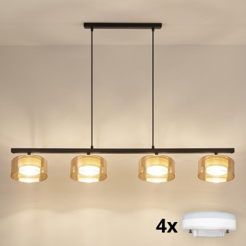 Brilagi - LED RGB+CCT dimmbarer Seil-Pendelleuchter AURA LUX 4xGX53/14W/230V 2700-6500K Wi-Fi Tuya schwarz/gold
