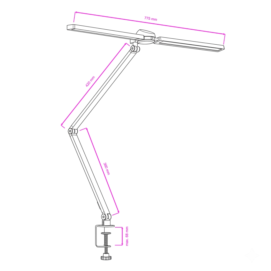 BRILAGI - RGBTW-LED, dimmbare Tischlampe mit Klemme und Touch-Bedienung VARIO LED/18W/230V 3000-6500K CRI 96 schwarz