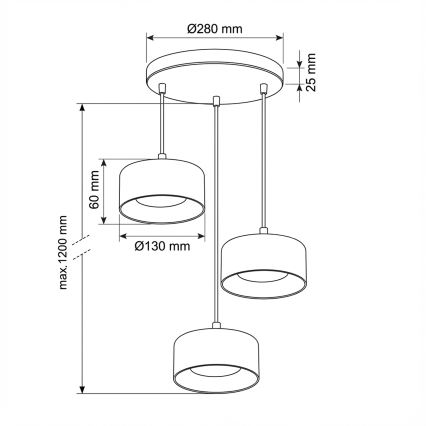 BRILAGI - AURA LUX LED RGB+CCT dimmbare Pendelleuchte mit Stahlseilaufhängung 3xGX53/14W/230V 2700-6500K Wi-Fi Tuya schwarz/rauchgrau