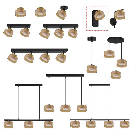 Brilagi - LED RGB+CCT dimmbare Wandleuchte mit USB-Anschluss AURA LUX 1xGX53/14W/230V 2700-6500K Wi-Fi Tuya schwarz/gold