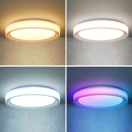 Brilagi - LED RGB dimmbare Deckenleuchte FLOCO LED/30W/230V 3000-6500K Wi-Fi Tuya + LED/6W + Fernbedienung