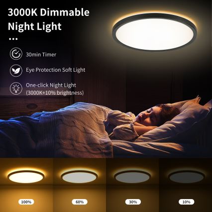 Brilagi - LED RGBW dimmbare Deckenleuchte ULTRA SLIM LED/18W/230V 2700–6500K Ø 30 cm schwarz + Fernbedienung
