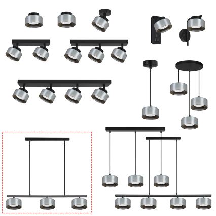 BRILAGI - LED RGB+CCT dimmbare Pendelleuchte an Stahlseil AURA LUX 3xGX53/14W/230V 2700-6500K Wi-Fi Tuya schwarz/rauchfarben